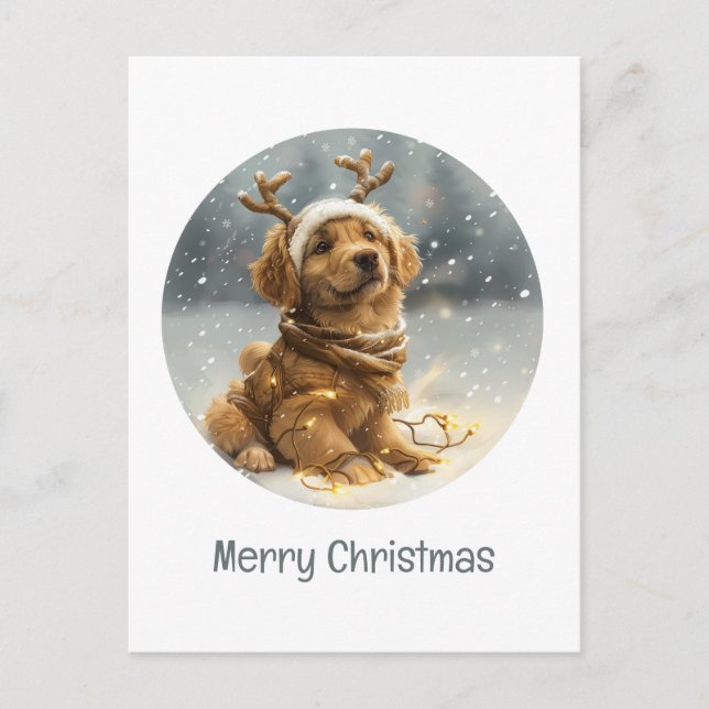 Frohe Weihnachten Golden Retriever Welpe (Vorderseite)