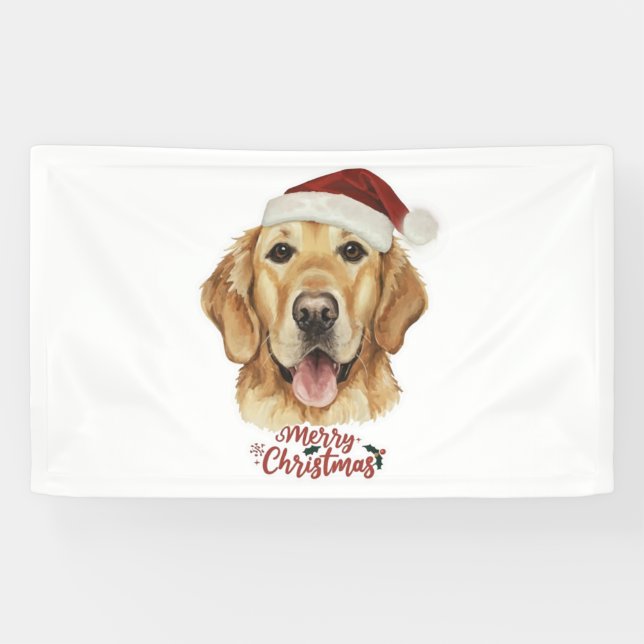 Frohe Weihnachten Golden Retriver Hund Banner (Horizontal)