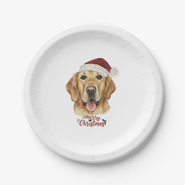 Frohe Weihnachten Golden Retriver Hund Pappteller (Vorderseite)