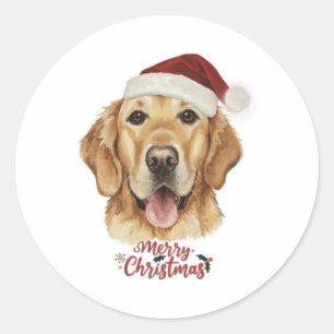 Frohe Weihnachten Golden Retriver Hund Runder Aufkleber