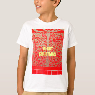 Frohe Weihnachten Golden Roter Schnee Glitter Herz T-Shirt