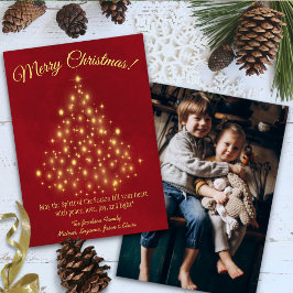 Frohe Weihnachten! Golden Tree Foto auf der Rückse Feiertagskarte