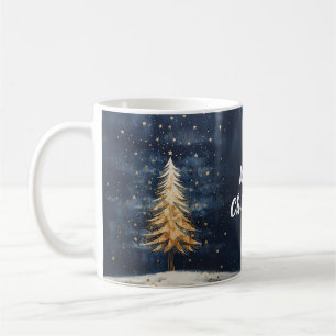 Frohe Weihnachten Golden Tree Kaffeetasse