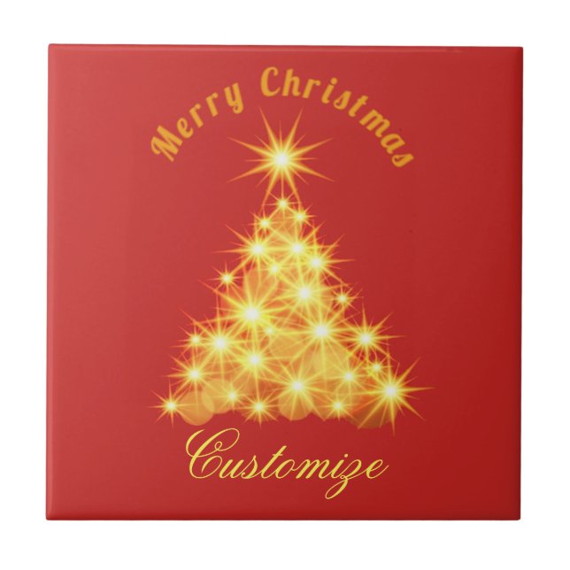 Frohe Weihnachten Golden Tree Thunder_Cove Fliese (Vorderseite)
