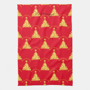 Frohe Weihnachten Golden Tree Thunder_Cove Geschirrtuch