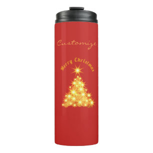 Frohe Weihnachten Golden Tree Thunder_Cove Thermosbecher
