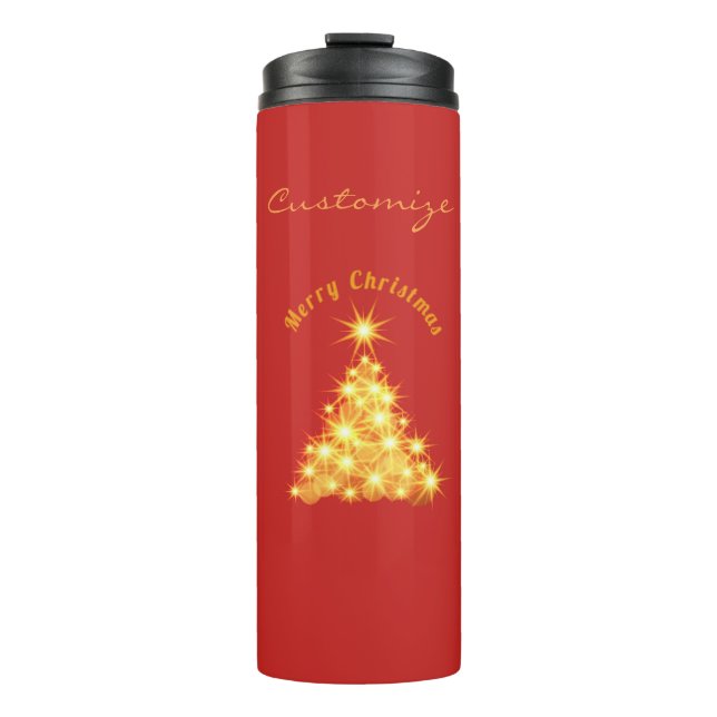 Frohe Weihnachten Golden Tree Thunder_Cove Thermosbecher (Vorderseite)