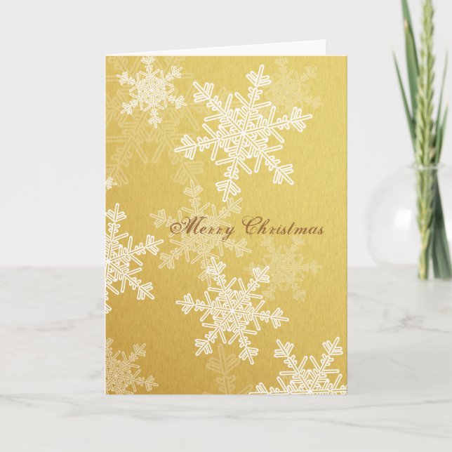 Frohe Weihnachten Golden White Snowflakes Minimali (Vorderseite)