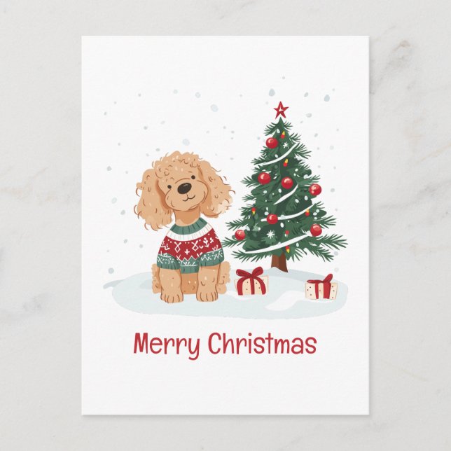 Frohe Weihnachten Goldendoodle Dog (Vorderseite)