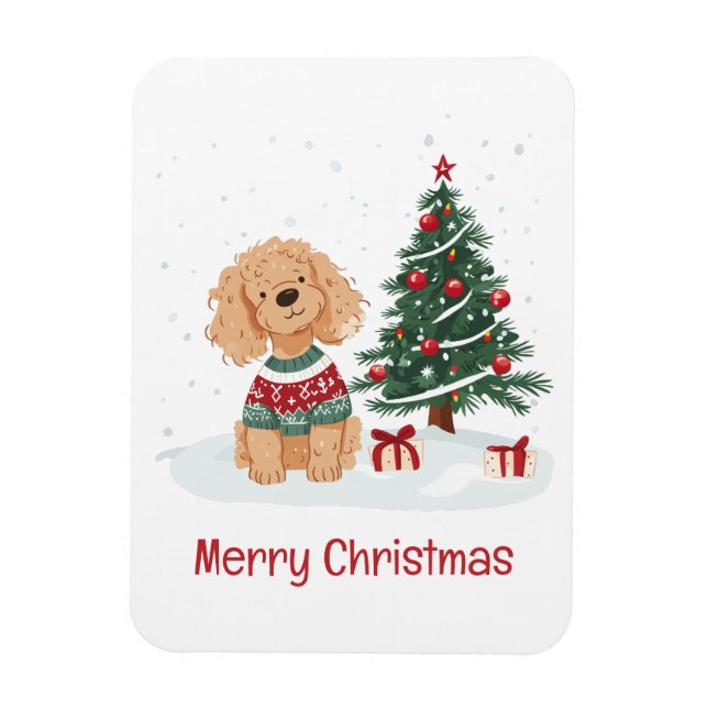 Frohe Weihnachten Goldendoodle Hund Magnet (Vertikal)