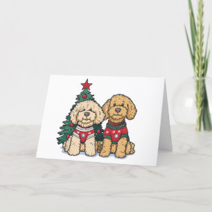 Frohe Weihnachten Goldendoodle Hunde