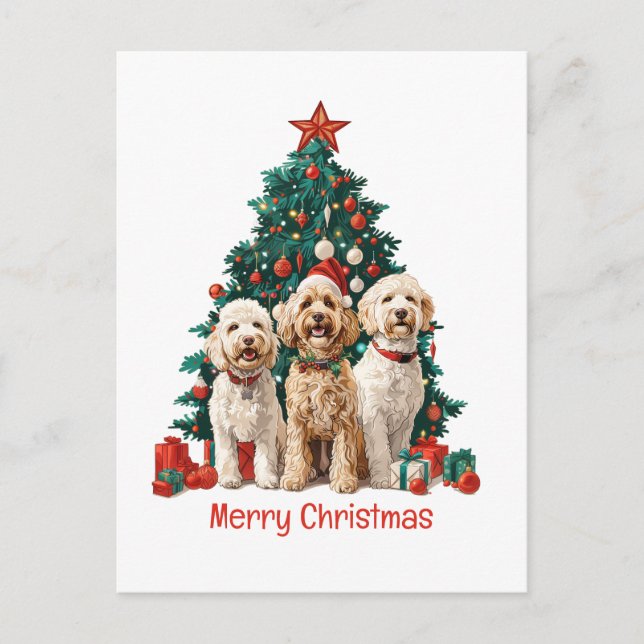 Frohe Weihnachten Goldendoodle Hunde (Vorderseite)