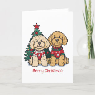 Frohe Weihnachten Goldendoodle Hunde