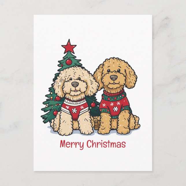 Frohe Weihnachten Goldendoodle Hunde (Vorderseite)
