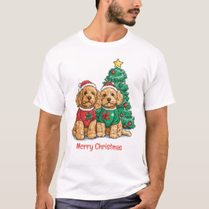 Frohe Weihnachten Goldendoodle Hunde T-Shirt