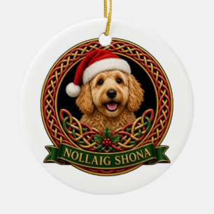 Frohe Weihnachten Goldendoodle keltisches Weihnach Keramik Ornament