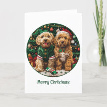 Frohe Weihnachten Goldendoodle Welpen Hunde