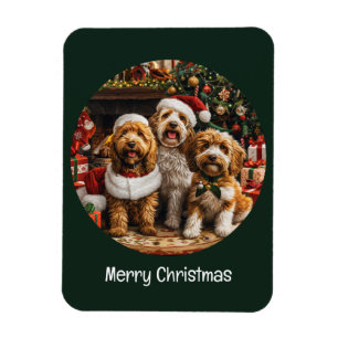 Frohe Weihnachten Goldendoodle Welpen Hunde Magnet