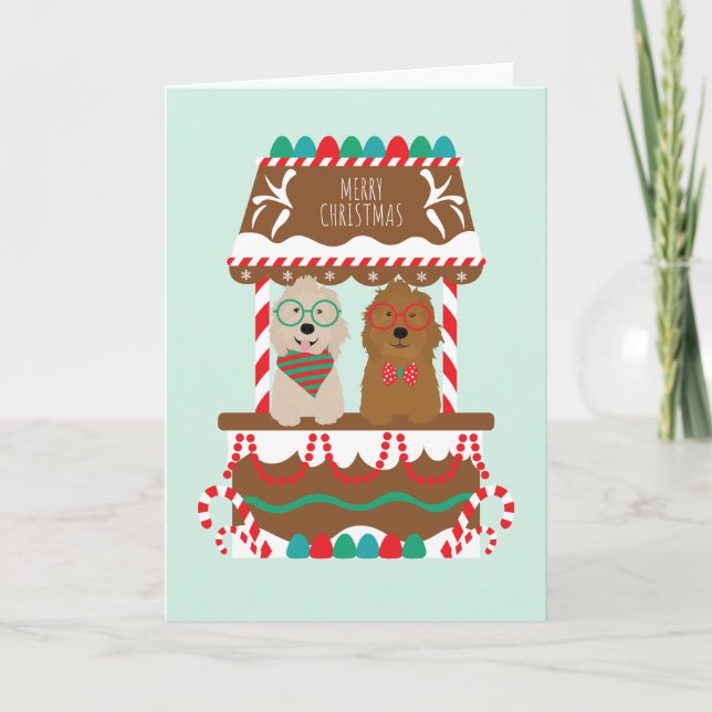 Frohe Weihnachten Goldendoodles Holiday Stand Hund (Vorderseite)