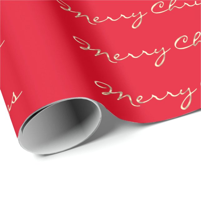 Frohe Weihnachten Goldene Skriptferien Geschenkpapier (Rolleneckpunkt)