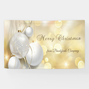 Frohe Weihnachten, goldene Weihnachtsdekorationen Banner
