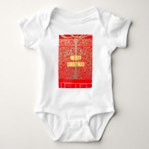 Frohe Weihnachten Goldener Roter Schnee Glitzer Ku Baby Strampler