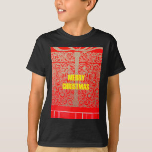 Frohe Weihnachten Goldener Roter Schnee Glitzer Ku T-Shirt