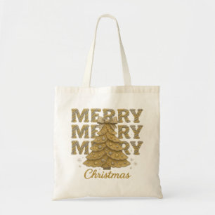Frohe Weihnachten Goldener Weihnachtsbaum Tragetasche