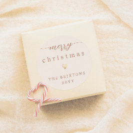 Frohe Weihnachten & Goldenes Herz Cream Holiday Runder Aufkleber