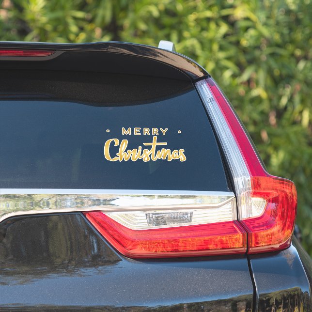Frohe Weihnachten goldfarbener Text Aufkleber (Auto Seite)