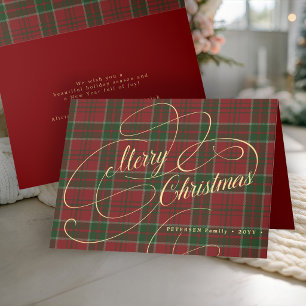 Frohe Weihnachten Goldschrift kariert nicht-fotogr