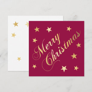 Frohe Weihnachten Goldtöne Sterne Burgund Elegant Karte