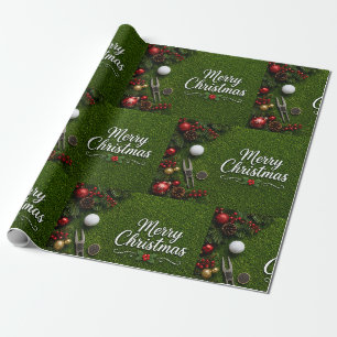 Frohe Weihnachten Golf auf Putting Green Holiday  Geschenkpapier