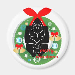 frohe weihnachten gorilla magnet