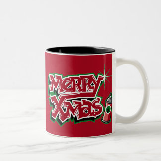 Frohe Weihnachten Graffiti-Tasse Zweifarbige Tasse
