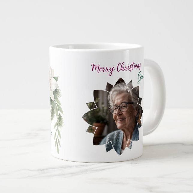 Frohe Weihnachten Grandma Foto Weihnachtsgeschenk Jumbo-Tasse (Vorderseite Rechts)