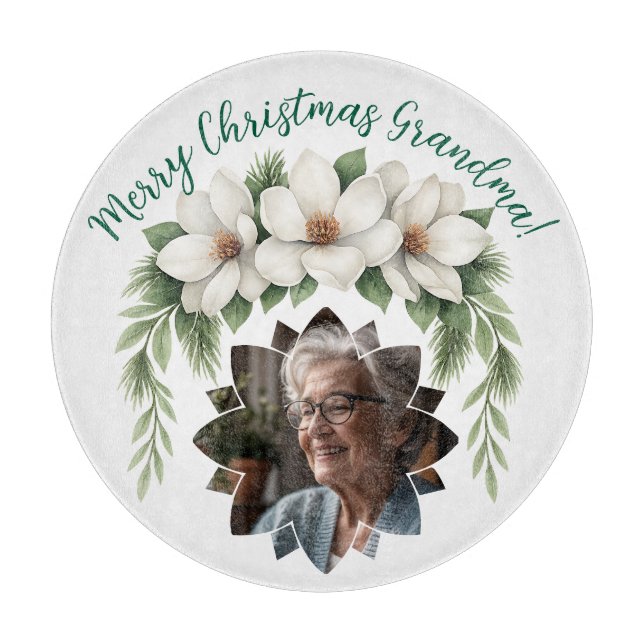 Frohe Weihnachten Grandma Foto Weihnachtsgeschenk Schneidebrett (Vorderseite)