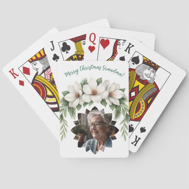 Frohe Weihnachten Grandma Foto Weihnachtsgeschenk Spielkarten (Rückseite)