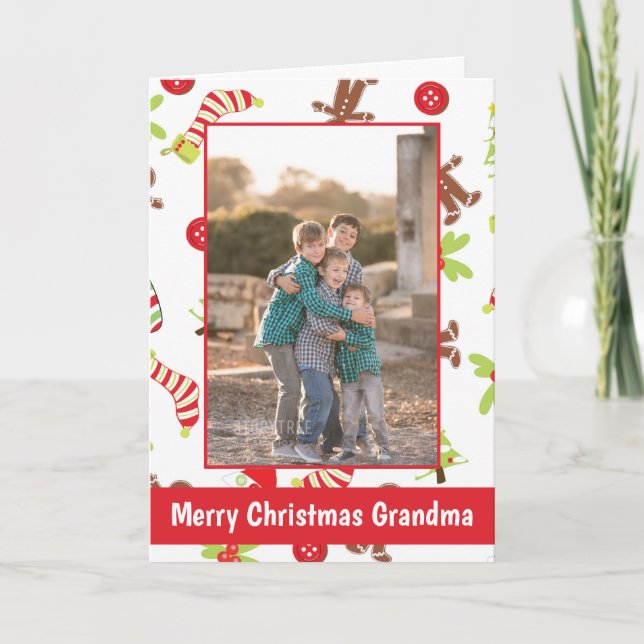 Frohe Weihnachten Grandma Holiday Foto Card Karte (Vorderseite)