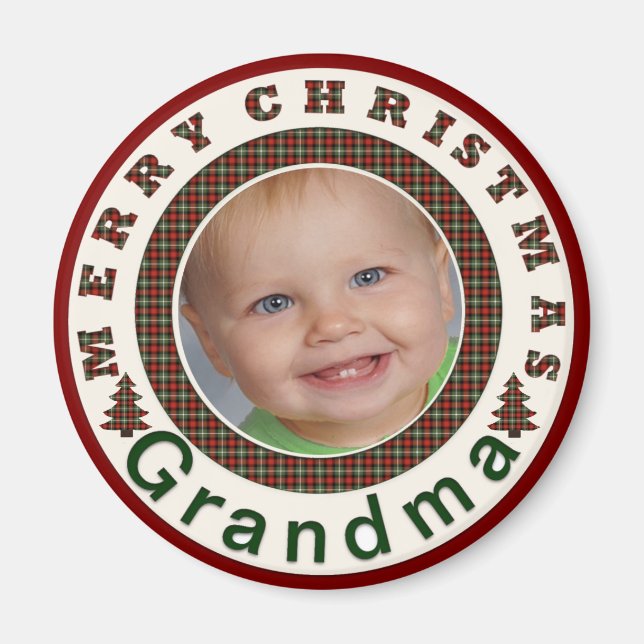 Frohe Weihnachten Grandma Holiday Foto Custom Magnet (Vorne)