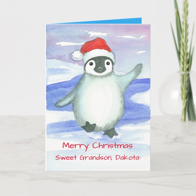 Frohe Weihnachten Grandson Baby Penguin Custom (Vorderseite)