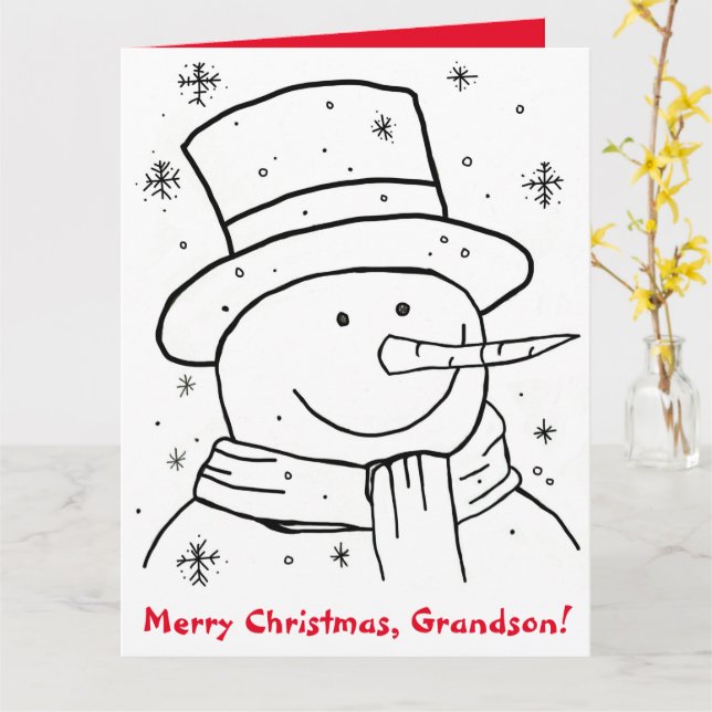 Frohe Weihnachten Grandson Snowman Coloring Book Karte (Gelbe Blume)