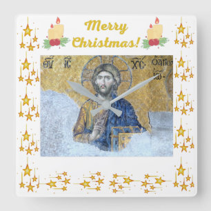 "Frohe Weihnachten" Graue Händel-Acrylmauer-Uhr Quadratische Wanduhr
