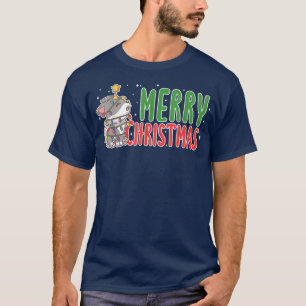 Frohe Weihnachten Grauer Wolf mit Weihnachtsbeleuc T-Shirt