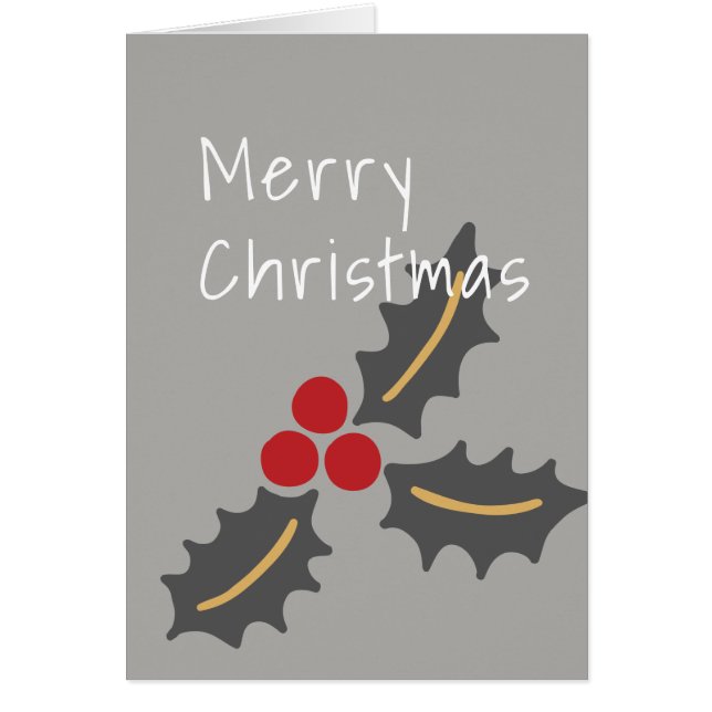 Frohe Weihnachten/ Gray & Red Holly Design (Vorne)