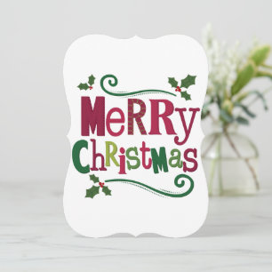 Frohe Weihnachten Green Red Simple Christmas Card