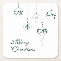 Frohe Weihnachten GreenMonogram Bauble Ornaments