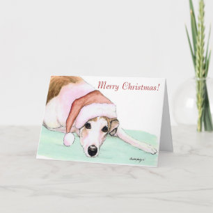 Frohe Weihnachten! Greyhound Art Christmas Card Feiertagskarte