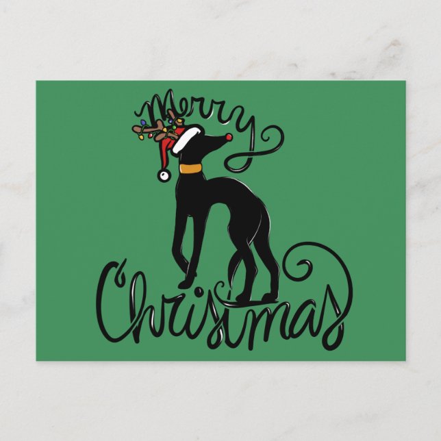 Frohe Weihnachten Greyhound Reindeer (Vorderseite)