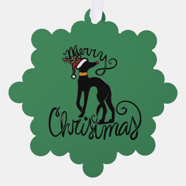 Frohe Weihnachten Greyhound Reindeer Ornament Karte (Vorderseite)